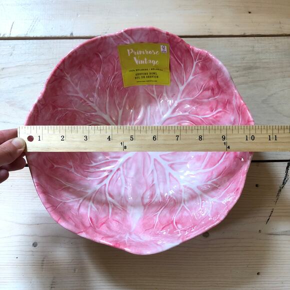 Primrose Vintage NWT Pink Cabbage Leaf Melamine Salad Serving Bowl 10" - Picture 3 of 6